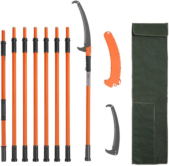 Cherrys Finds - Handmatige Boomzaag - Uitschuifbare Boomzaag - Boomzaag Telescopisch - Met Scherp Metalen Mes - Oranje