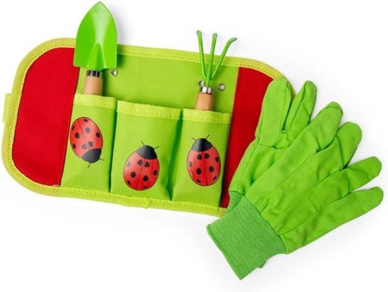 Children's garden set with children's gloves - Belt and tool set with shovel and rake children's garden set van Esschert Design