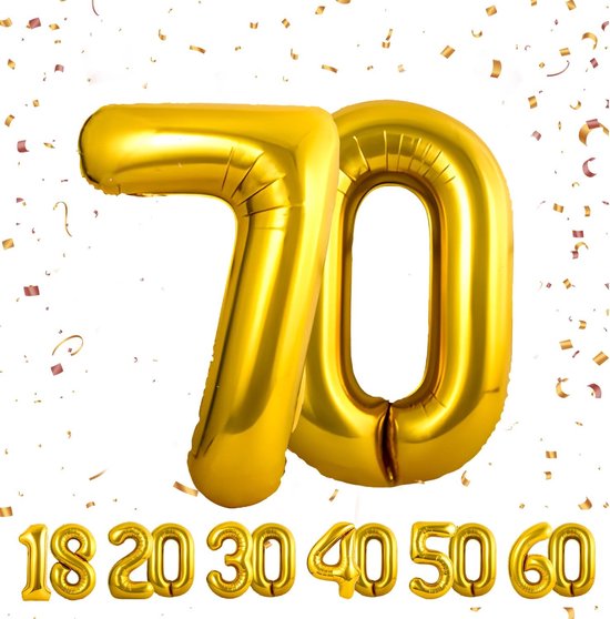 Cijferballon 70 jaar - Gouden Folieballon 101 cm voor Verjaardagsdecoratie