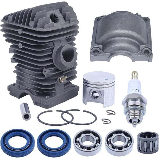 Cilinderzuigerset van 40 mm geschikt voor Stihl MS210 021 MS 210, inclusief naaldlager en bougie. Vervangende onderdeelnummers: 1133020 1216 11230201216