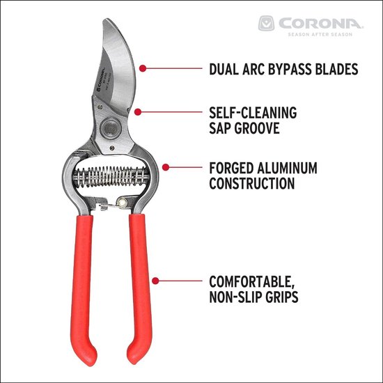 Classic Bypass-snoeischaar - gesmeed - 25 cm rood van CLA