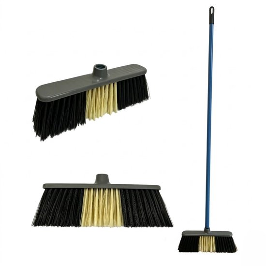 Clean Bezem met Steel - 132x28 cm - Binnenbezem - Voor Parket & Laminaat - Kamerveger - Zaalveger - Zachte Bezem - Straatbezem - Binnen Bezem - Groen/Geel - Ergonomische Huishoudbezem - Krasvrije Veger voor Gladde Vloeren - Fijnhaar Zachte Borstel van Merkloos	