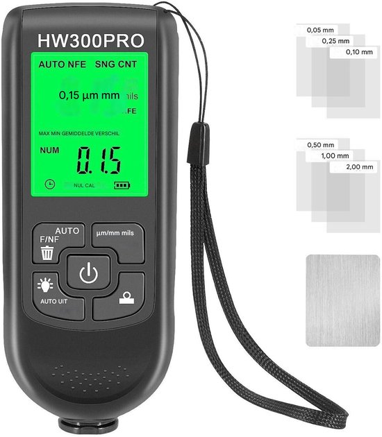 Coating Thickness Gauge - Paint Tester - Electromagnetic & Eddy Current - 1 Stuk - Zwart van Merkloos	