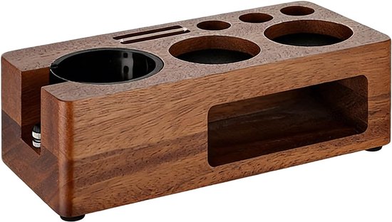 Coffee Shot Tamper Station - Houten Multifunctionele Dark Roast Storage, Koffie Organizer Station, Stevig Stijlvol Design, Premium Bar Accessoire, Thuis Keuken Eetkamer Appartement Slaapzaal Teller