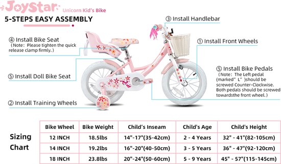 Collox Kinderfiets meisjes - 12 inch - 2 tot 4 jaar - Inclusief mandje, slingers en poppenzitje en afneembare zijwieltjes - Roze van Collox