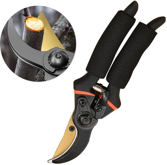 Colorful Sun® Snoeischaren - 1 Stuk - Tuinscharen - Snoeischaar - Tuinschaar Bypass - Ø 35mm - Speciale Coating voor Grip, Comfort en Duurzaamheid - Zwart/Oranje van Merkloos	