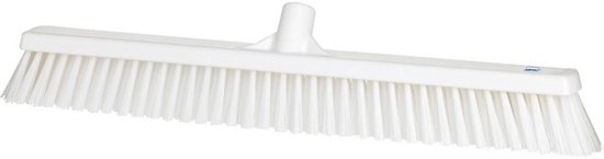 Combi-veger - Brede bezem - Vloeren reinigen - Dubbele borstelharen - 61 cm breed - Wit van Merkloos	