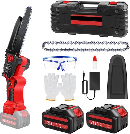 Compacte Draadloze Kettingzaag Zyren - 8 Inch Handheld Kettingzaag voor Houtzagen, Bomen Snoeien en Tuinwerk van Zyren