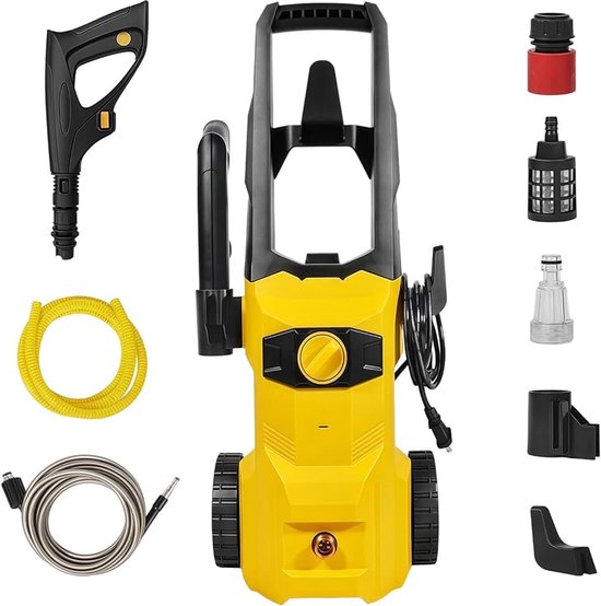 Compacte hogedrukreiniger, 810 W, 36 bar, elektrische hogedrukreiniger | Zelfaanzuigend met 10 m hogedrukslang, 3 sproeimodi, voor auto, fiets, terras, tuin, reiniging, mobiele hogedrukreiniger