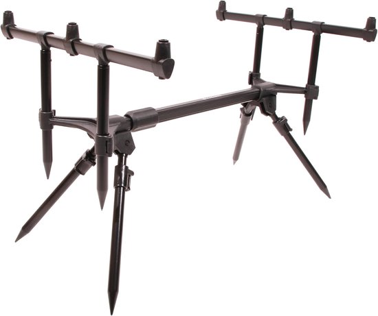 Compacte Rod Pod - Vismontage Steun - Vissen Met 3 Hengels - Infinitief Verstelbaar - 64-97cm Lengte - Mat Zwart