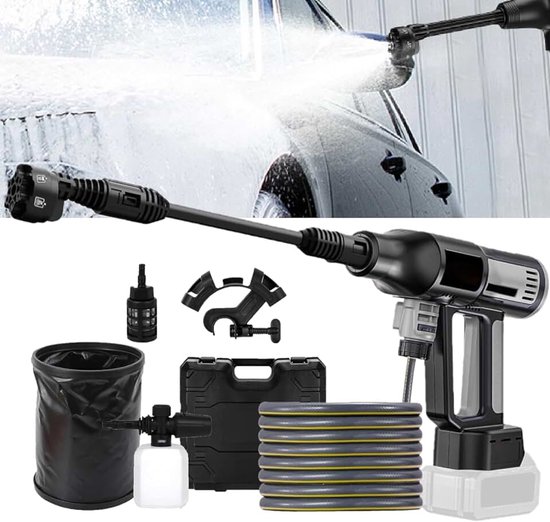 Compatibel met Makita 18 V | 610 PSI 380 W, draagbare hogedrukreiniger met 6-in-1 multisproeikop, 4 reinigingsstanden