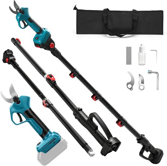 Compatibel met Makita 18 V accu, met telescoopstang 45 mm, borstelloze motor, lcd-digitaal display, voor het snoeien van bomen en fruitbomen (zonder accu) van compatibel