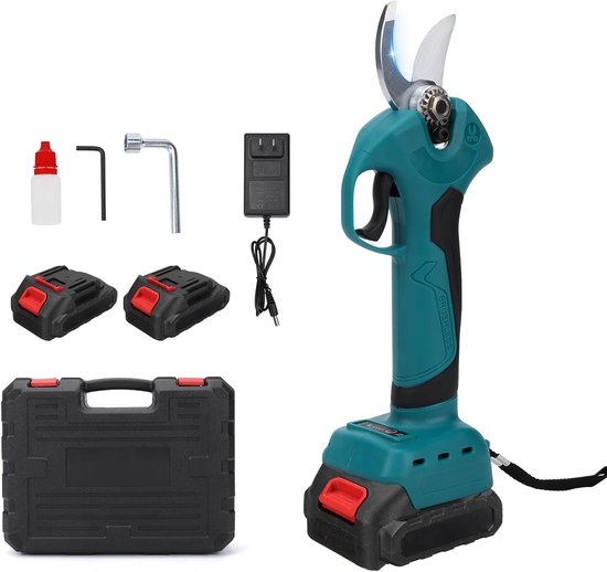 Compatibel met Makita 18 V, Max 45 mm snijdiameter, 1500 W borstelloze motor, SK5 messen, elektrische snoeischaar voor tuin en boomsnoeien (twee accu's)