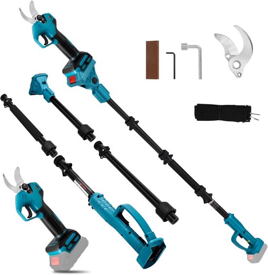 Compatibel met Makita 18V, 2-in-1 elektrische snoeischaar met 2 m verlengstang, max. 30 mm snijdiameter, lcd-display, telescopische takkenschaar uittrekbaar tot 4,5 m (zonder accu)