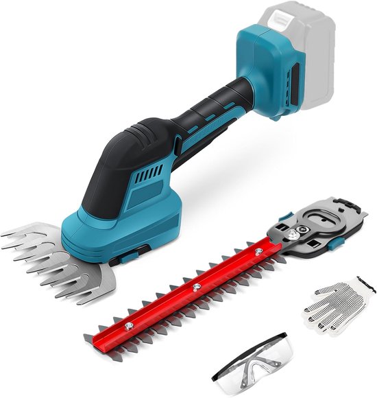 compatibel met Makita 18V, 2-in-1 grasschaar en struikschaar, grasmaaier voor gazon, achtertuin, 24 cm en 13,5 cm maaibreedte (S)