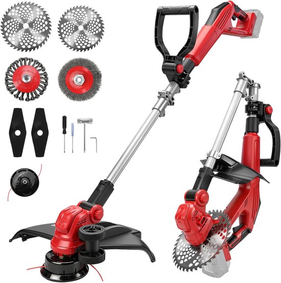compatibel met Milwaukee 18 V accu, 5-in-1 borstelloze elektrische grastrimmer, 180° inklapbare 90° trimhoek voor het trimmen van gazon, tuin en struiken (zonder accu)