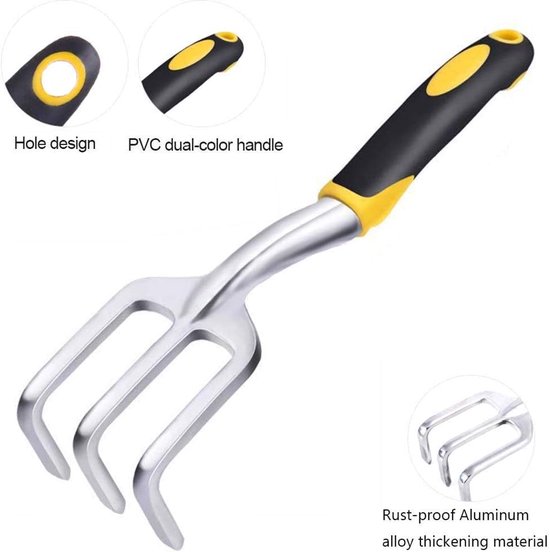 Compleet Tuingereedschap Set voor Tuinieren - Lichtgewicht en Duurzaam Tuinschaar, Handtroffel, Transplantator, Handhark en Tuinhandschoenen