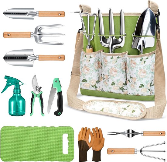Complete 11-delige Tuinier Set met Duurzame Tools en Schoudertas van Merkloos	