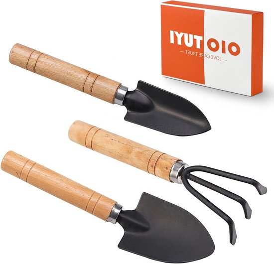 Complete Mini Tuin Gereedschap Set, 3-delige Tuinaccessoires met Mini Schep en Hark, Ideaal voor Kinderen en Bonsai Planten, Perfect voor Binnen en Buiten Tuinieren van Merkloos	