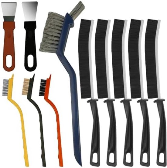 Complete reinigingsset met 11 borstels voor kieren en voegen van Merkloos	