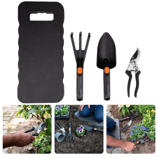 Complete Tuingereedschap Set - Schepje - Klauw - Snoeischaar - Kniemat - 4-delige Set - Tuingereedschapset - Tuinbenodigdheden - Tuinieren - Plantjes Planten - Lichtgewicht - Voor Tuinliefhebbers - Inclusief EBOOK van IKAYAA