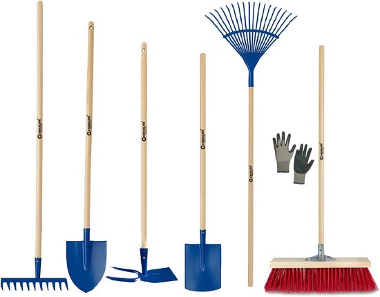 Complete Tuinwerktuigset 7 Delig: Bezem, Schep, Hark en Handschoenen voor Elke Tuinklus