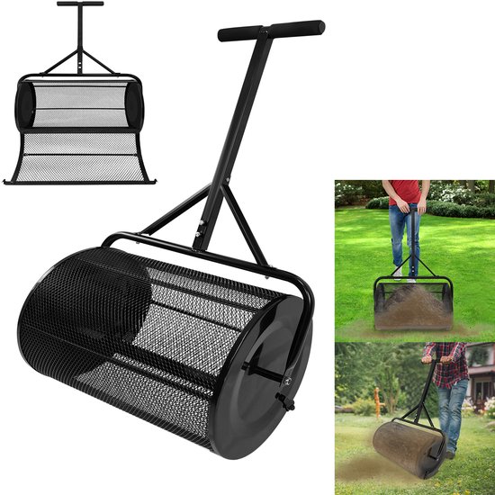 Compoststrooier 80L Grasstrooier Strooiwagen Strooimachine met Metalendraadmand en Handvat Tuinstrooier Meststofstrooier Veenmosstrooier Zaadstrooier Compoststrooier Grasmeststof voor Gazon en Tuin van Merkloos	