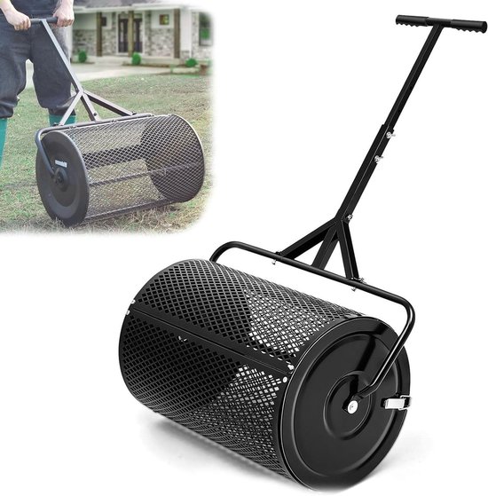 Compoststrooier Gazon - Meststof strooier Topdressing strooier - Gazon Onderhoud - Gelijkmatige Verdeling - 60 cm breed - Zwart/Groen