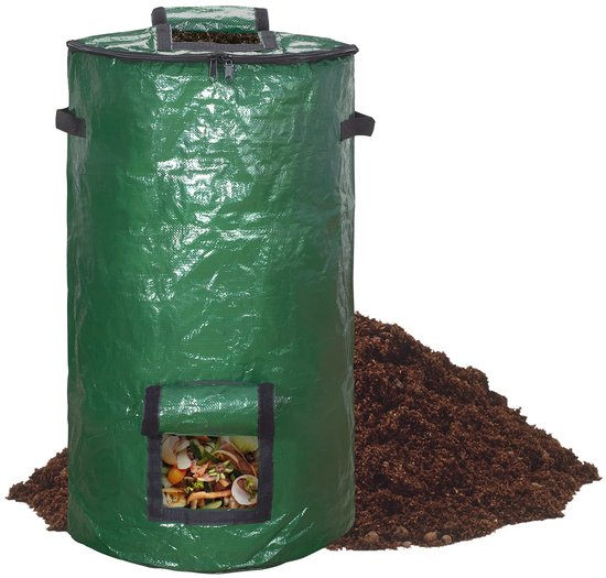 Compostzak Tuinafval - Gazon zak Compostbak - Afval Verzamelen - Met Visueel Venster - 45 x 80 cm - Groen