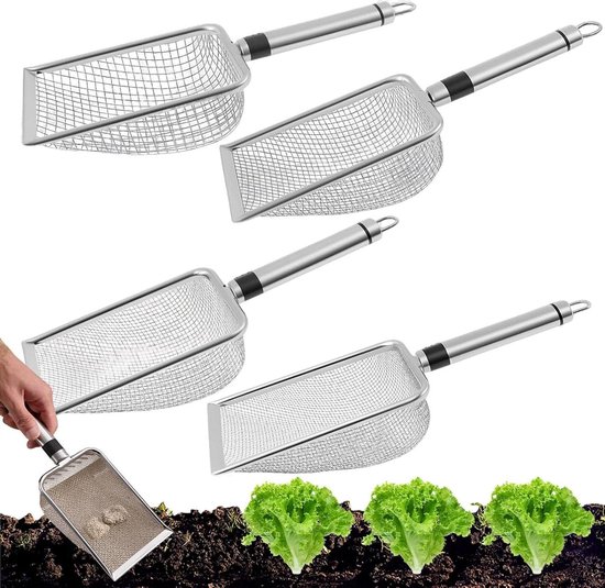 Compostzeef - Grondzeef Set - Tuinieren en Zeven - Vervormingsbestendige Constructie - 4 Delig - Zilver