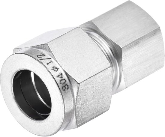 Compressiebuismontage - 1/4NPT binnendraad x 1/2" buis OD rechte koppelingsadapter - geweldig voor badkamer - keuken - gootsteen - zilverkleur