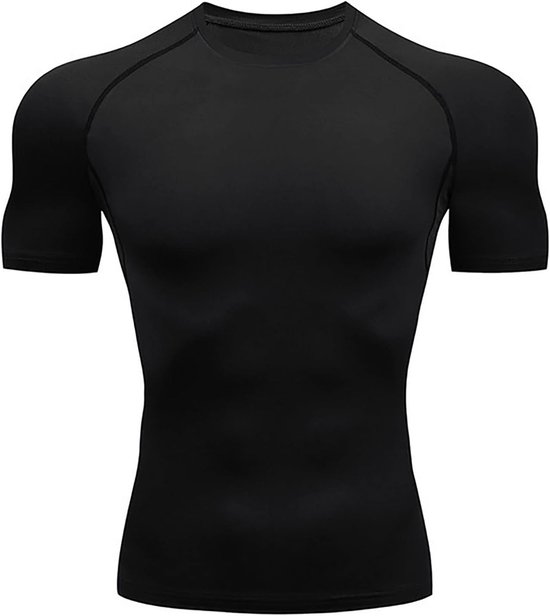 Compressieshirts voor Heren - Cool Dry Korte Mouwen Sport-T-shirts - Atletisch Trainingshirt (L)