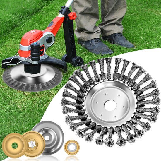 CONENTOOL 6 Inch Onkruidborstel voor bosmaaier -15cm roestvrij staalborstel - Universele Onkruidverwijderaar - Voegenborstel - Grastrimmer