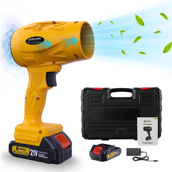 CONENTOOL Accu Bladblazer - 200 m/s Bladblazer - Draagbare Stofblazer - met 1x accu - Handblazer - Draadloze Turbo Fan - voor buitenshuis, auto, camping van Merkloos	