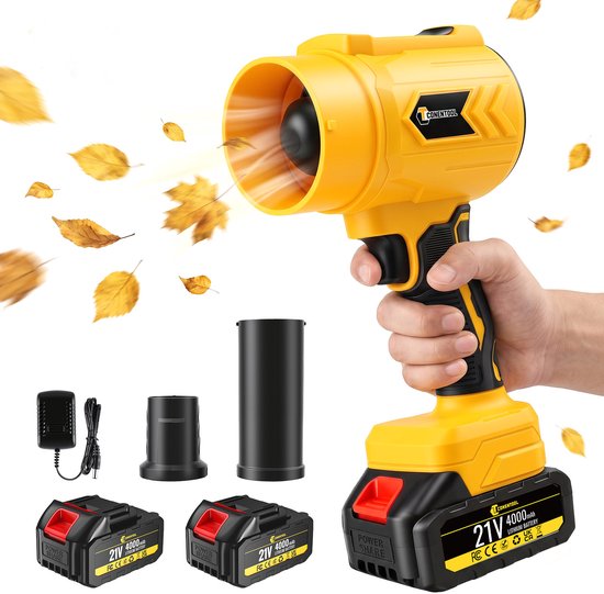 CONENTOOL Accu Bladblazer 21V - 300000RPM - 3000W - 350 m/s - 2x 4.0Ah accu
