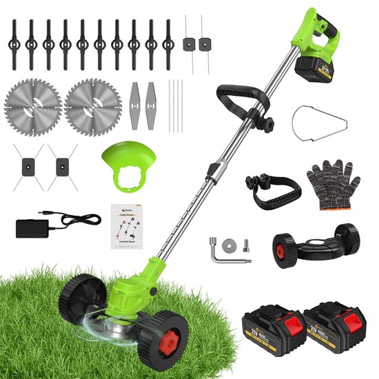 CONENTOOL Accu Grastrimmer 21V - Kantenmaaier - Elektrische Grasmaaier - Multifunctionele Bosmaaier - 2x 4.0Ah Accu’s & Verwisselbare Mesjes - Voor Tuin en Onkruid van Merkloos	