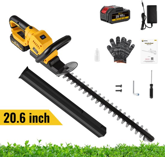 CONENTOOL Accu Heggenschaar 21V - 525 mm Messlengte, 15 mm Snijbreedte - Met LED-indicator en 4.0 Ah Accu van Merkloos	