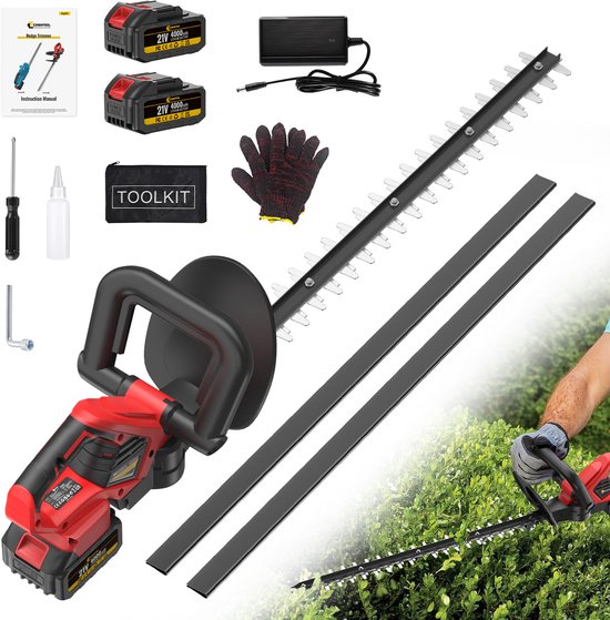 CONENTOOL Accu Heggenschaar - 56cm Bladlengte - Elektrische Heggenschaar - Met 2x 4.0Ah Accu's en Oplader van Merkloos	