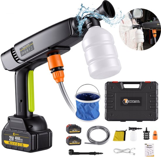 CONENTOOL Accu Hogedrukreiniger - borstelloos - 550W - 6-in-1 Draadloze Hogedrukreiniger - met 2x 4.0Ah Batterij--Oplader niet inbegrepen van Merkloos	