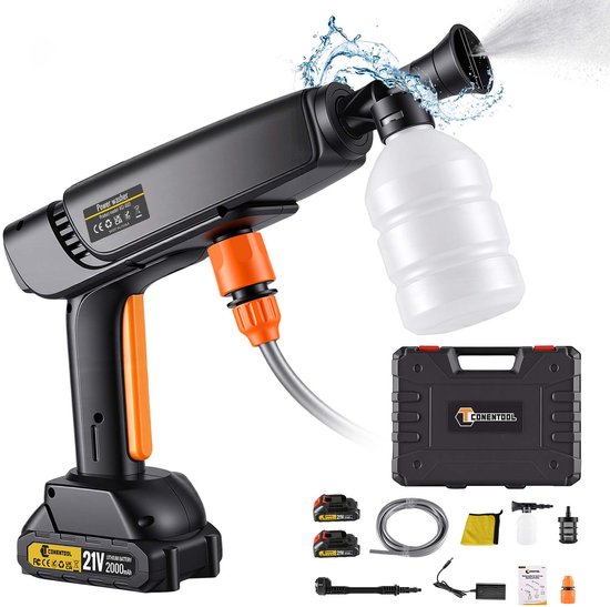 CONENTOOL Accu Hogedrukreiniger - Draadloze Hogedrukspuit Auto Wasmachine Set - Complete Accessoires Inclusief 2x Accu van Merkloos	