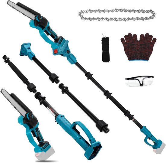 Cordless Chainsaw Compatible with Makita 18V Battery, 2-in-1 Mini 8 Inch Brushless Chainsaw with 2 m Extension Bar - ShopVlot