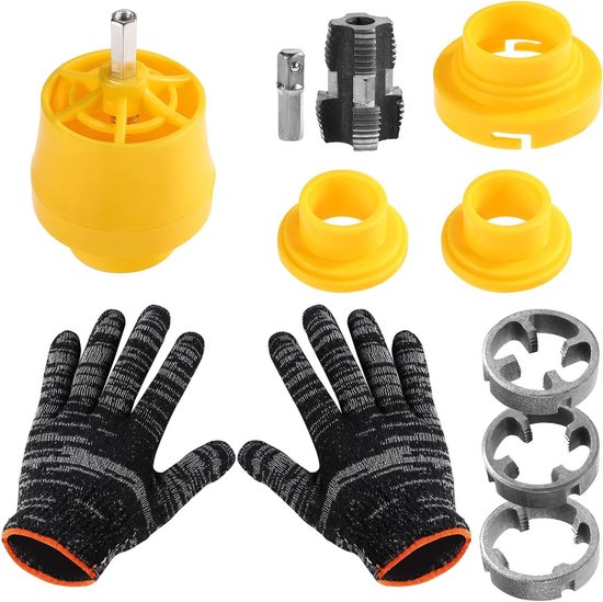 Cosensi - PVC Draadsnijset voor Elektrische Boormachine met Handschoenen - Kunststof Buiskraan-Matrijsset - 3 Matrijzen 1,27 cm 1,9 cm 2,54 cm van Merkloos	