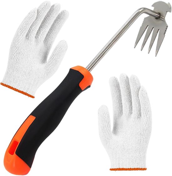Cosensi - Tuinwiedgereedschap met handschoenen - Roestvrijstalen worteljedhaak - Landbouwgereedschap van Merkloos	