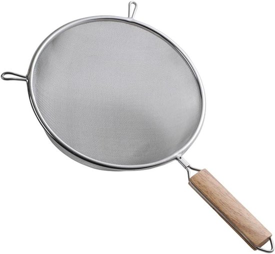 Cosensi - Zeef 20cm diameter RVS houten handvat keukenaccessoire van Merkloos	