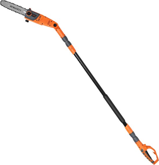 COSTWAY 212 cm tot 286 cm Elektrische paalzaag, multi-hoek paal kettingzaag, uitbreiding zonder gereedschap installatie, verstelbare kop paalzaag, telescopische kettingzaag voor binnenplaats tuin en tuin