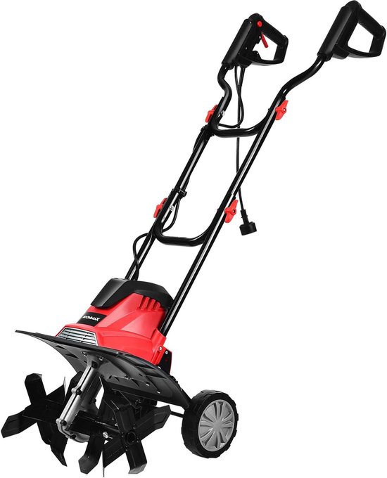 COSTWAY Elektrische vloerhak, motorhak, elektrisch, vloerfrees, tuinfrees, tuinfrees, tuinfrees, 4 hakmessen, 1200 W, 22 cm werkdiepte, 35 cm werkbreedte, 365 omw/m, met veiligheidsschakelaar, rood van Costway