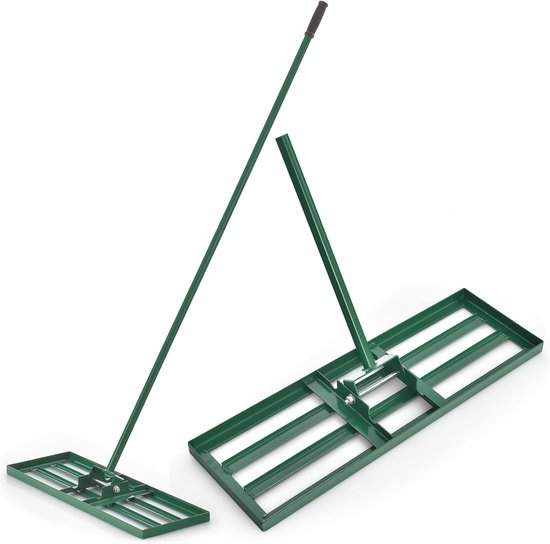 COSTWAY Gazonrakel, metalen gazonnivelleringhark met ergonomische handgreep, nivellering van zandbodem, egaliseerhark voor tuin, achtertuin, golfbaan, groen, 75 x 25 cm van Costway