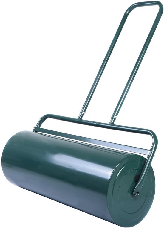 COSTWAY Graswals navulbaar met water of zand, 48 L, Ø 32 cm x 60 cm, Bodemwals met handgreep, Tuinwals metaal, Handwals Lawn Roller, Grasrol voor het egaliseren van grasvelden en tuinen, Groen