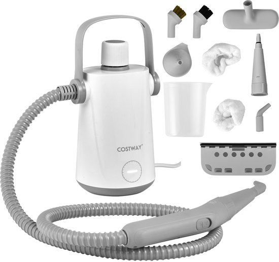 COSTWAY Handstoomreiniger 1000 W en 300 ml watercapaciteit en 10 accessoiresets Steamshot Steam Cleaner stoomreiniger voor alles tapijten ramen bekleding badkamer grijs van Costway