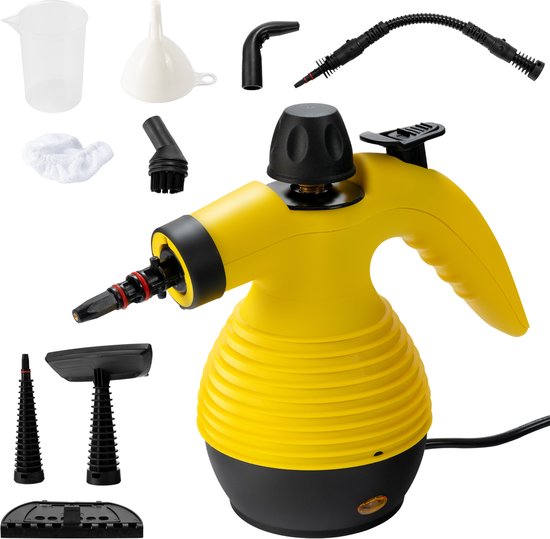 COSTWAY Handstoomreiniger, 1050 W, stoomdruk: 3 bar, temperatuur: tot 140 °C, opwarmtijd: 3-5 min., tank: 350 ml, stoomreiniger voor alles met 9 accessoires van Merkloos	